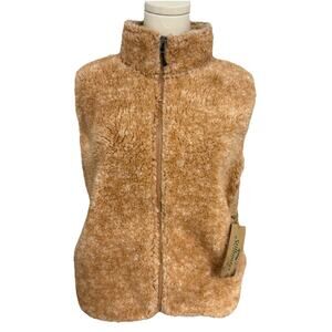 Stillwater Supply Co Softy Soft Sherpa Vest Tan Fuzzy Zip Up Women’s Med NWT $58